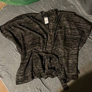 NEW Belted, black with gold glittered, wrap sweater
